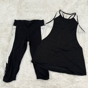 Athleta Black Leggings with White Accents